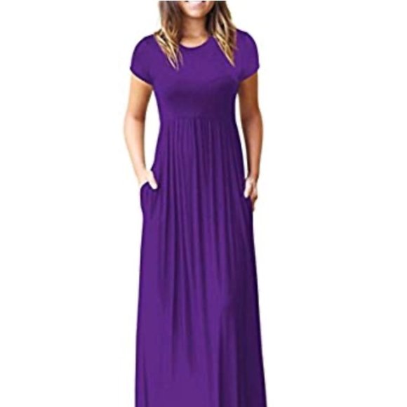 Dresses & Skirts - Short Sleeve Purple Maxi Dress - New